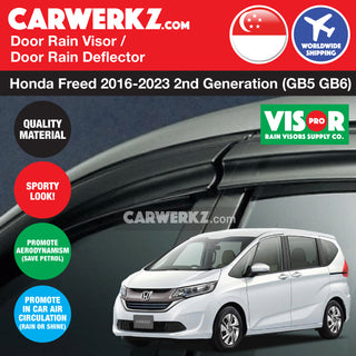 VISOR PRO Honda Freed 2016-2023 2nd Generation (GB5 GB6 GB7 GB8) Door Window Visors (Mugen Style) - CarWerkz.com