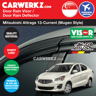 VISOR PRO Mitsubishi Attrage Mirage G4 Sedan 2013-Current 6th generation (A10) Door Window Visors (Mugen Style) - CarWerkz.com