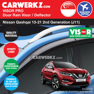 VISOR PRO Nissan Qashqai Rouge Sport 2013-2021 2nd Generation (J11) Door Rain Visors - CarWerkz.com