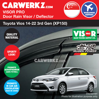 VISOR PRO Toyota Vios 2014-2022 3rd Generation (XP150) Door Window Visor (Mugen Style) - CarWerkz.com