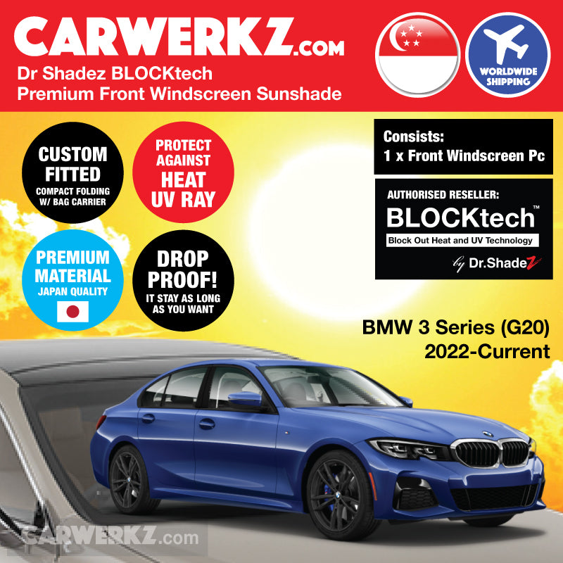 BLOCKtech Premium Front Windscreen Foldable Sunshade for BMW 3 Series 2018-Current 7th Generation (G20/G21/G28)