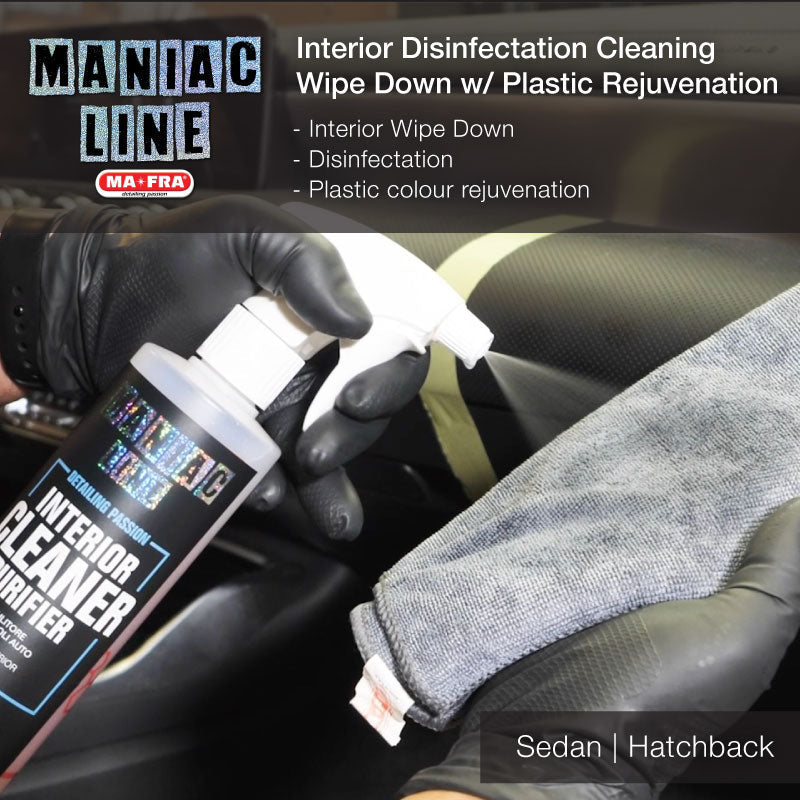 Maniac Line Interior Disinfectation Cleaning Wipe Down with Plastic Rejuvenation Coating
