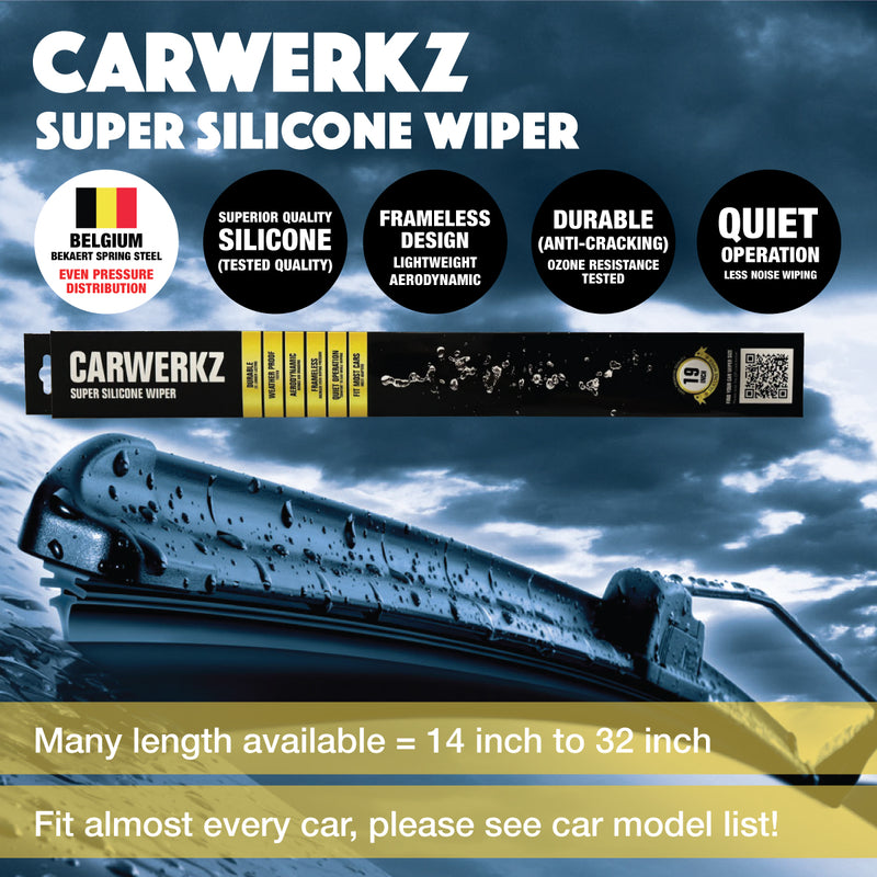 Carwerkz Super Silicone Wiper (Adapter 7/8/9/10/11/12) PIAA Honda Toyota Mazda Mitsubishi Nissan Hyundai Kia