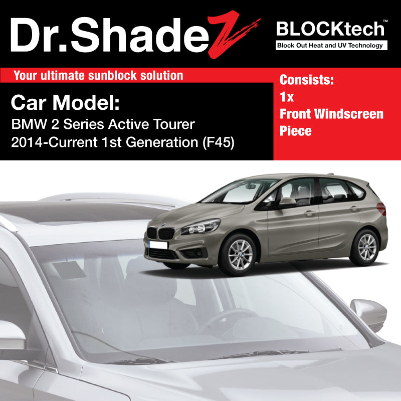 Dr Shadez BLOCKtech Premium Front Windscreen Foldable Sunshade for BMW 2 Series Active Tourer 2014-Current 1st Generation (F45)