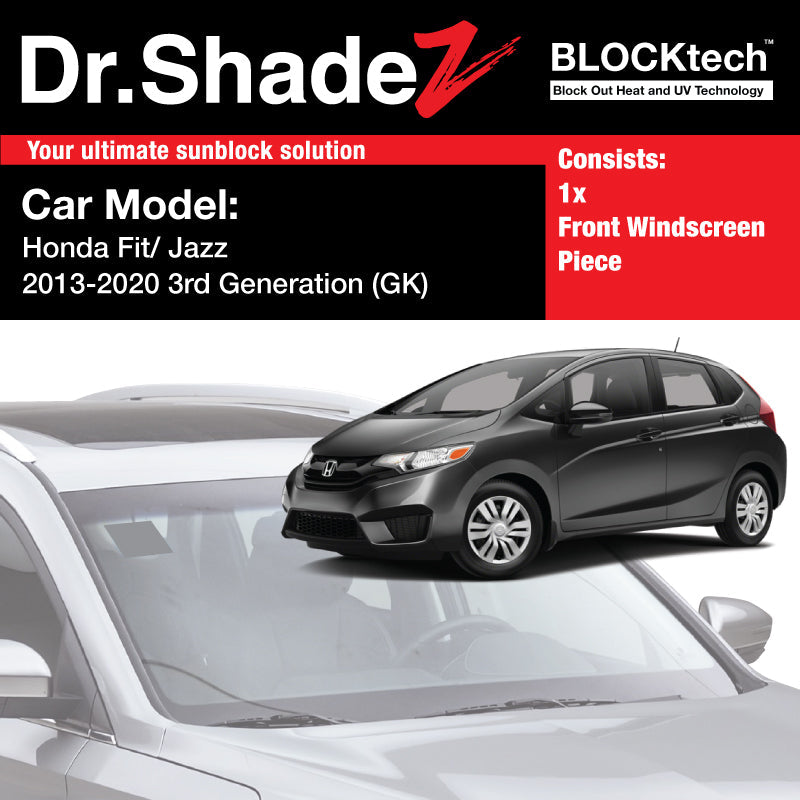 Dr Shadez BLOCKtech Premium Front Windscreen Foldable Sunshade for Honda Fit Jazz 2013-2020 3rd Generation (GK)