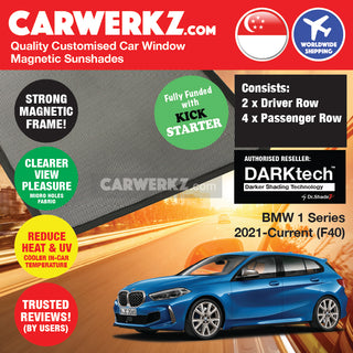 Dr Shadez DARKtech BMW 1 Series 2021-Current 3rd Generation (F40) Germany Hatchback Customised Window Magnetic Sunshades (Driver + Passenger + Boot Side)