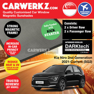 Dr Shadez DARKtech Kia Niro 2021-Current 2nd Generation (SG2) Korea Hybrid Hatchback Customised Window Magnetic Sunshades