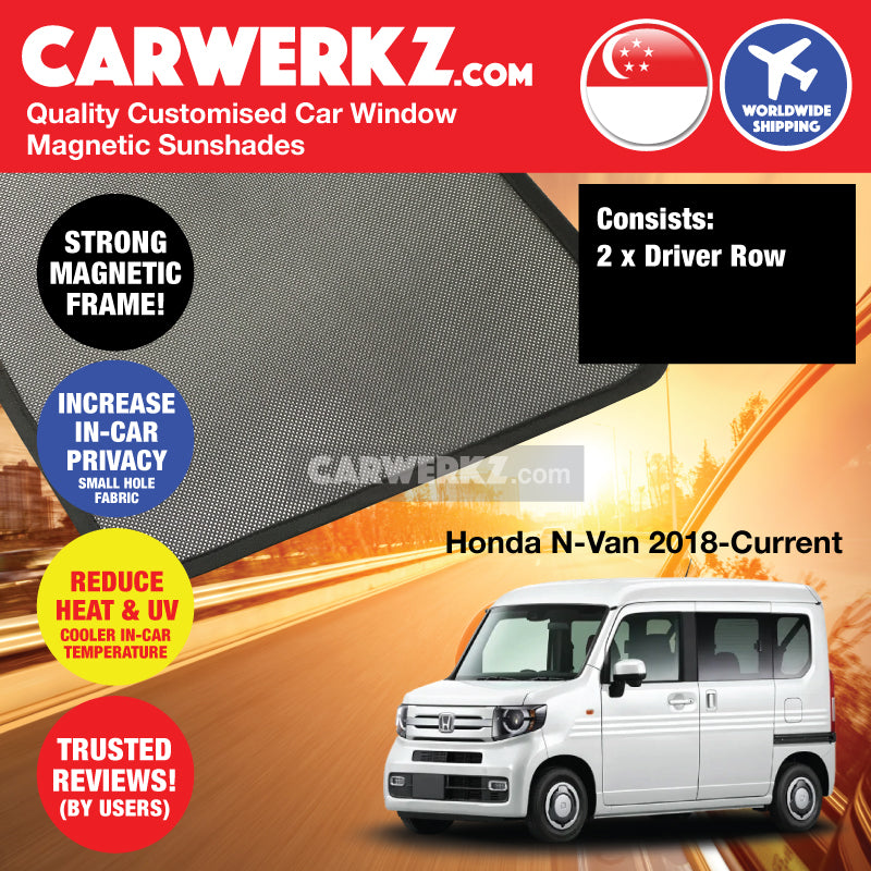 Honda N Van 2018-2023  Japan Microvan Customised Car Window Magnetic Sunshades Driver 2 Pieces