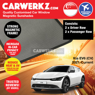 Kia EV6 2021-Current 1st Generation (CV) Korea Electric Hatchback Customised Window Magnetic Sunshades