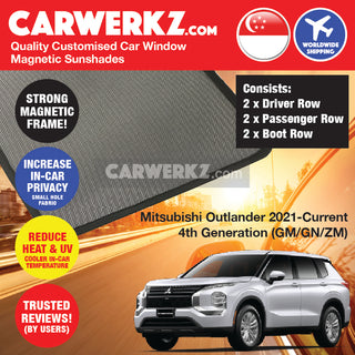 Mitsubishi Outlander 2021-Current 4th Generation (GM/GN/ZM) Japan SUV Customised Window Magnetic Sunshades