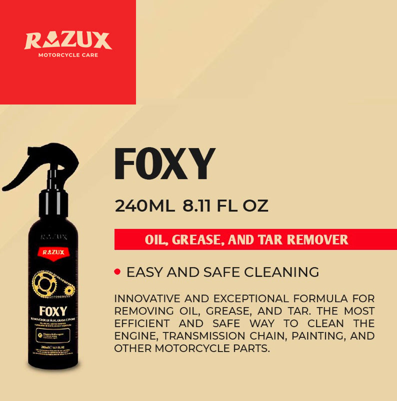 Razux Motorcycle Care Foxy Oil Grease and Tar Remover 240ml