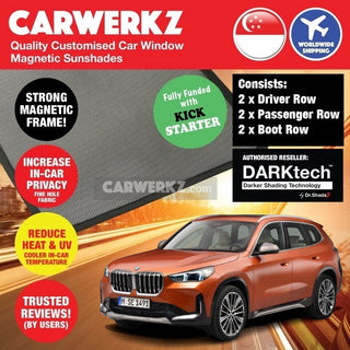 Dr Shadez DARKtech BMW X1 2022-Current 3rd Generation (U11) Germany SUV Customised Window Magnetic Sunshades 6 Pieces (Driver+Passenger+Boot)