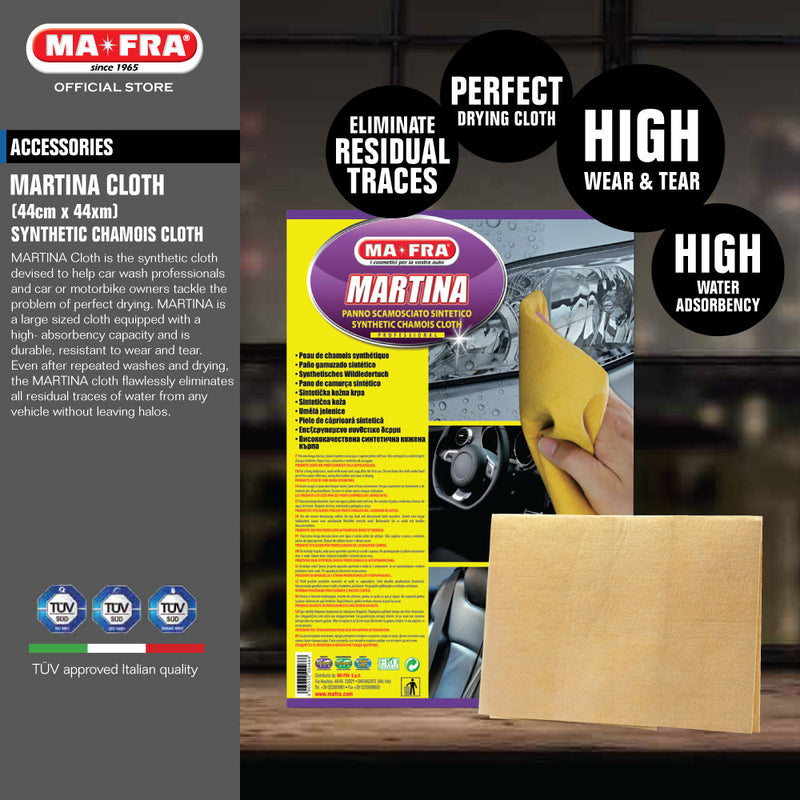Mafra Martina Cloth (44cm x 44cm)(Durable Synthentic Drying Chamois Car Wash Cloth for paintwork glass headlight trimming) - carwerkz singapore sg