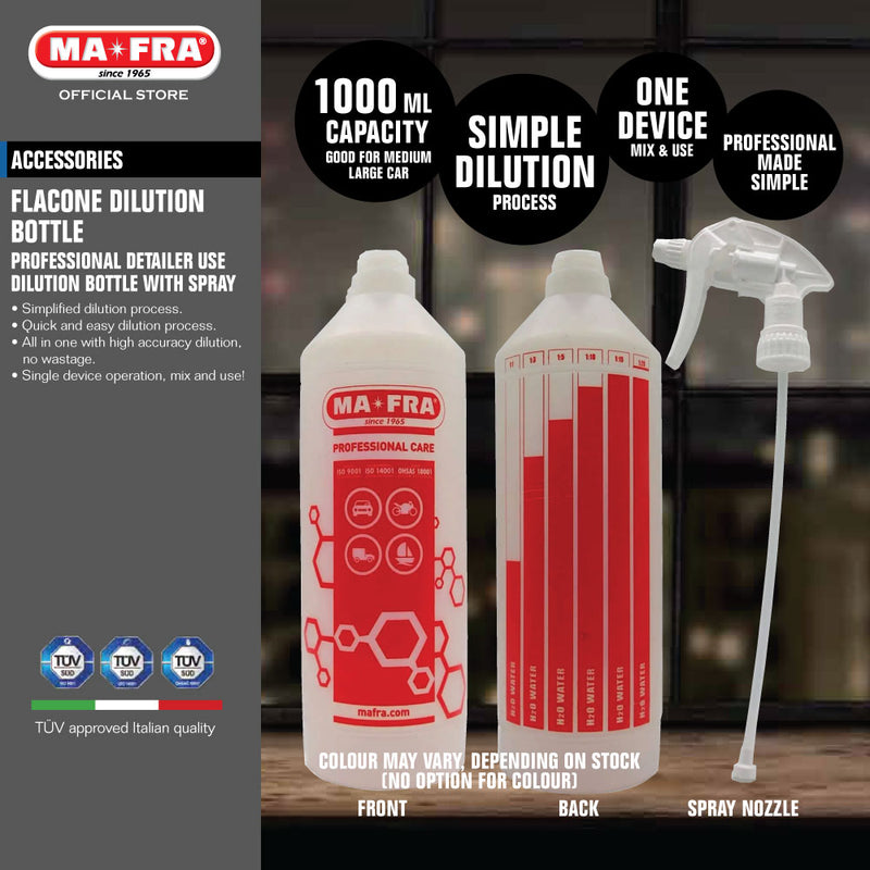 Mafra Flacone Professional Detailer Dilution Bottle 1L (The professional groomer detailer PET bottle for the prosumer Easy mix and dilution of car care) - carwerkz singapore sg