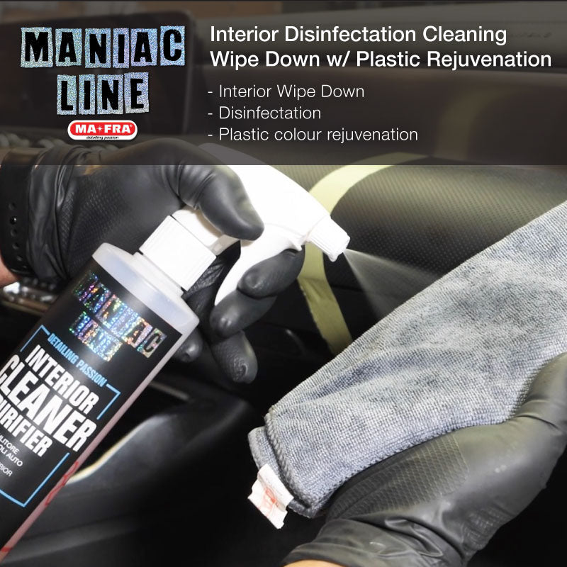 Maniac Line Interior Disinfectation Cleaning Wipe Down with Plastic Rejuvenation Coating