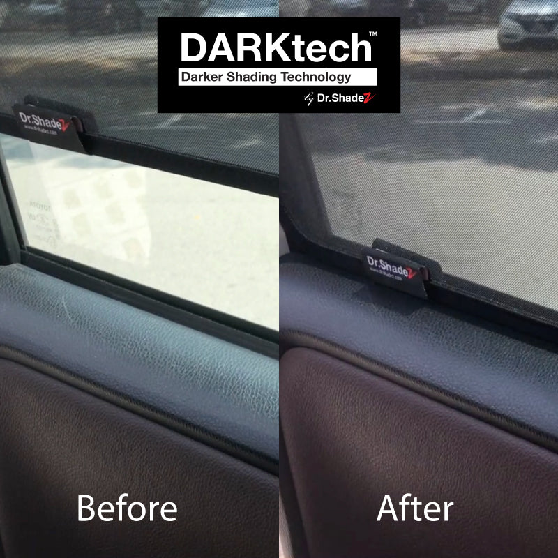 DARKtech Toyota Prius Sedan 2015-Current 4th Generation (XW50) Japan Hybrid Customised Car Window Magnetic Sunshades before and after installation