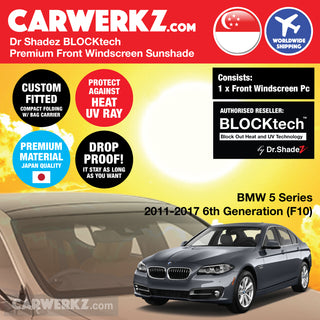 Dr Shadez BLOCKtech Premium Front Windscreen Foldable Sunshade for BMW 5 Series 2011-2017 F10 6th Generation