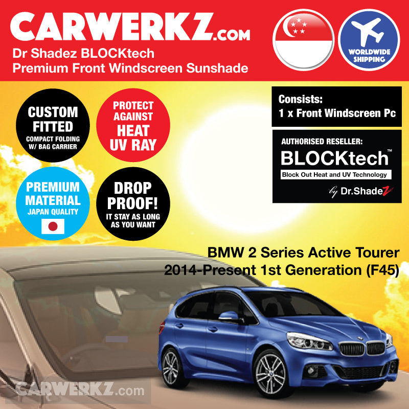 Dr Shadez BLOCKtech Premium Front Windscreen Foldable Sunshade for BMW 2 Series Active Tourer 2014-Current 1st Generation (F45)