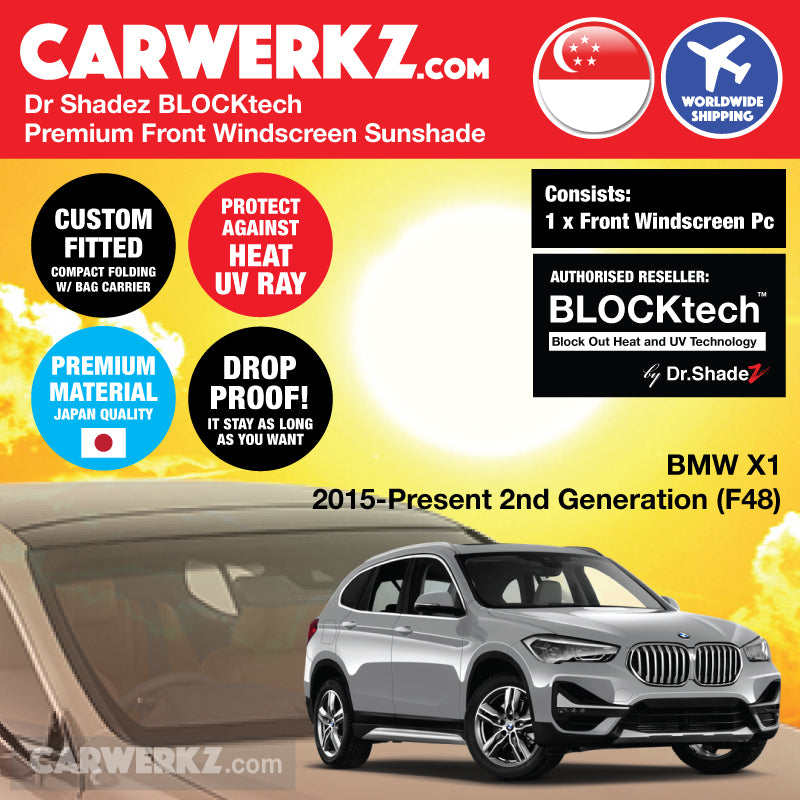 BLOCKtech Premium Front Windscreen Foldable Sunshade for BMW X1 2015-Current 2nd Generation (F48) - carwerkz jp sg my au