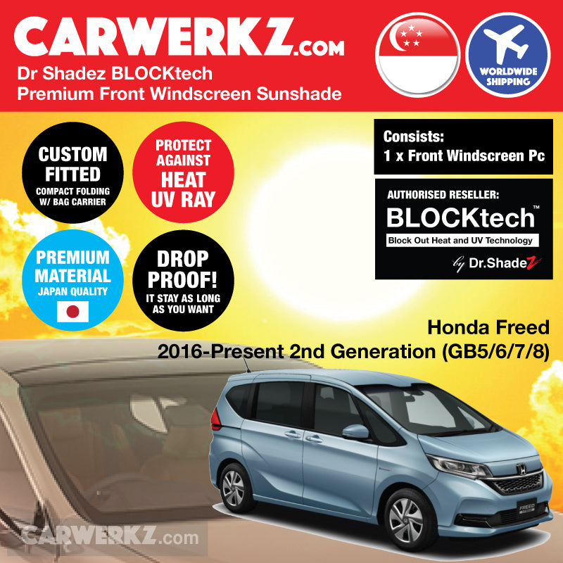 BLOCKtech Premium Front Windscreen Foldable Sunshade for Honda Freed 2016-Current 2nd Generation (GB5 GB6 GB7 GB8) - carwerkz jp au my sg de