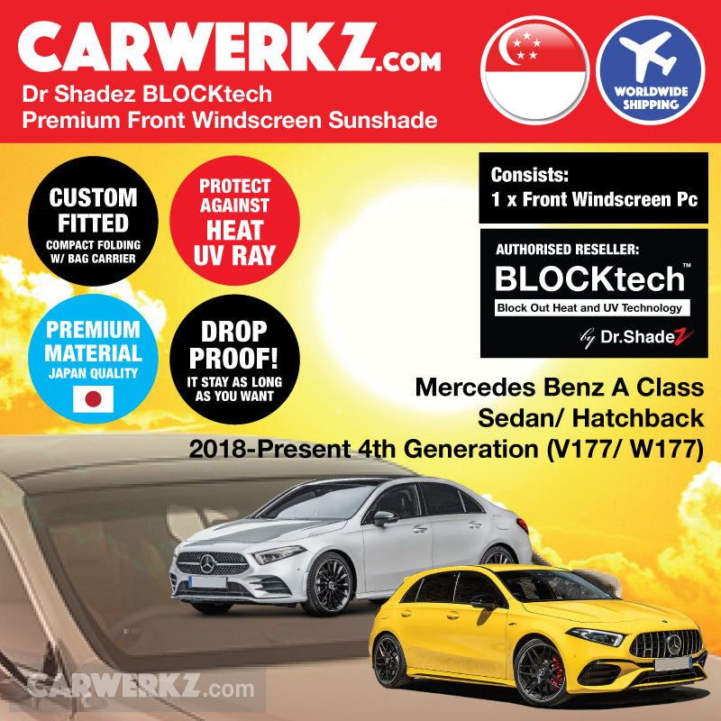 Dr Shadez BLOCKtech Premium Front Windscreen Foldable Sunshade for Mercedes Benz A Class Sedan Hatchback 2018-Current 4th Generation (V177 W177)