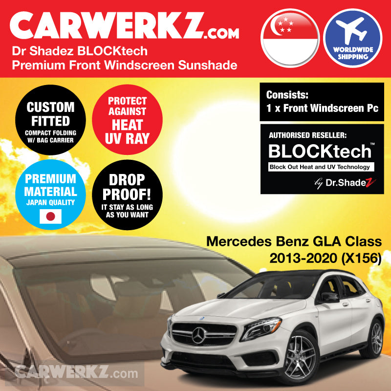 Dr Shadez BLOCKtech Premium Front Windscreen Foldable Sunshade for Mercedes Benz GLA Class 2013-2020 1st Generation (X156) - carwerkz sg de jp au nz