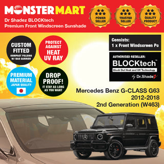 Dr Shadez BLOCKtech Premium Front Windscreen Foldable Sunshade for Mercedes Benz G Class  SUV 1990-2018 1st Generation (W463)