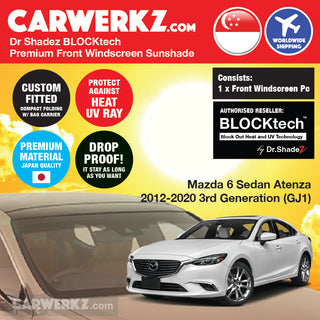 Dr Shadez BLOCKtech Premium Front Windscreen Foldable Sunshade for Mazda 6 Sedan 2016-Current 3rd Generation (GL)