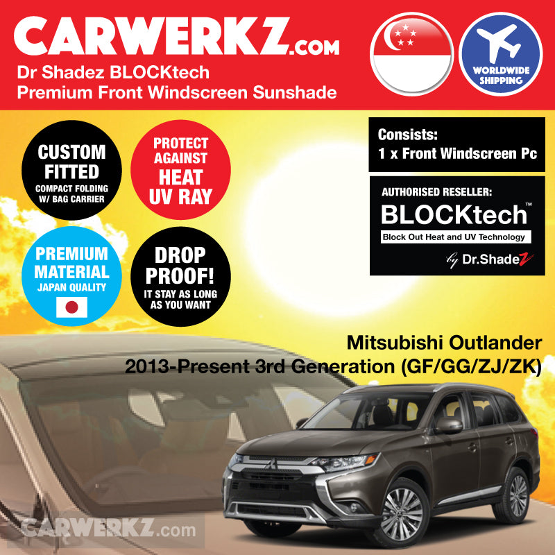 Dr Shadez BLOCKtech Premium Front Windscreen Foldable Sunshade for Mitsubishi Outlander 2013-Current 3rd Generation (GF/ GG/ ZJ/ ZK) - carwerkz australia singapore japan
