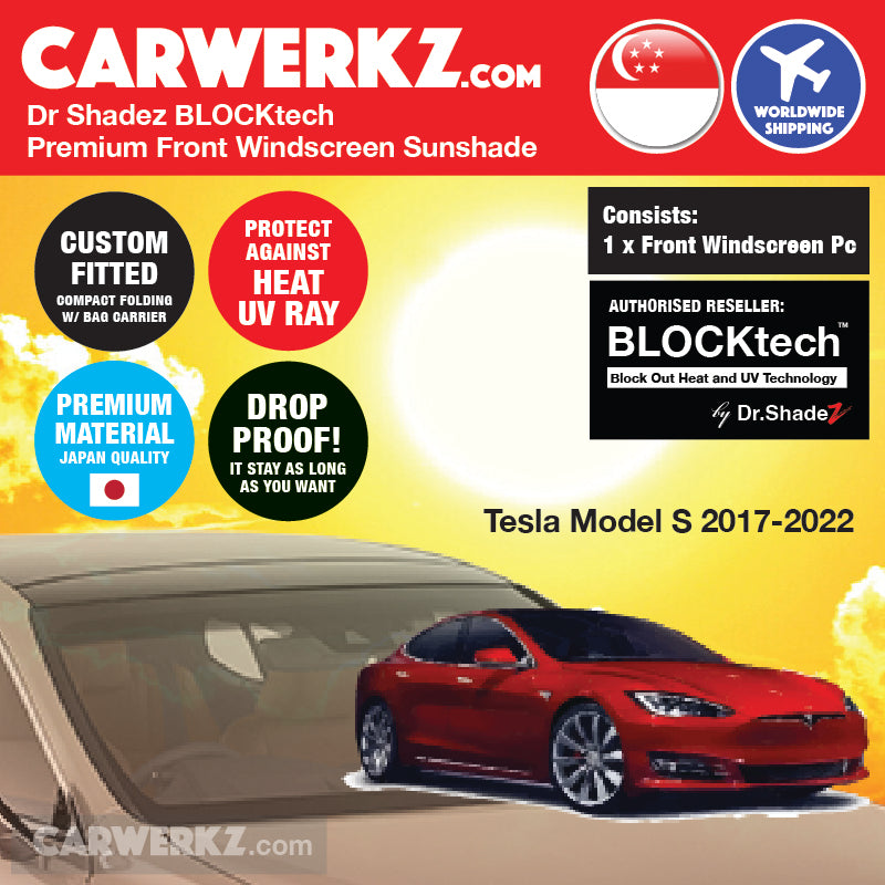 BLOCKtech Premiumx Front Windscreen Foldable Sunshade for Tesla Sedan 2019-Current S Model