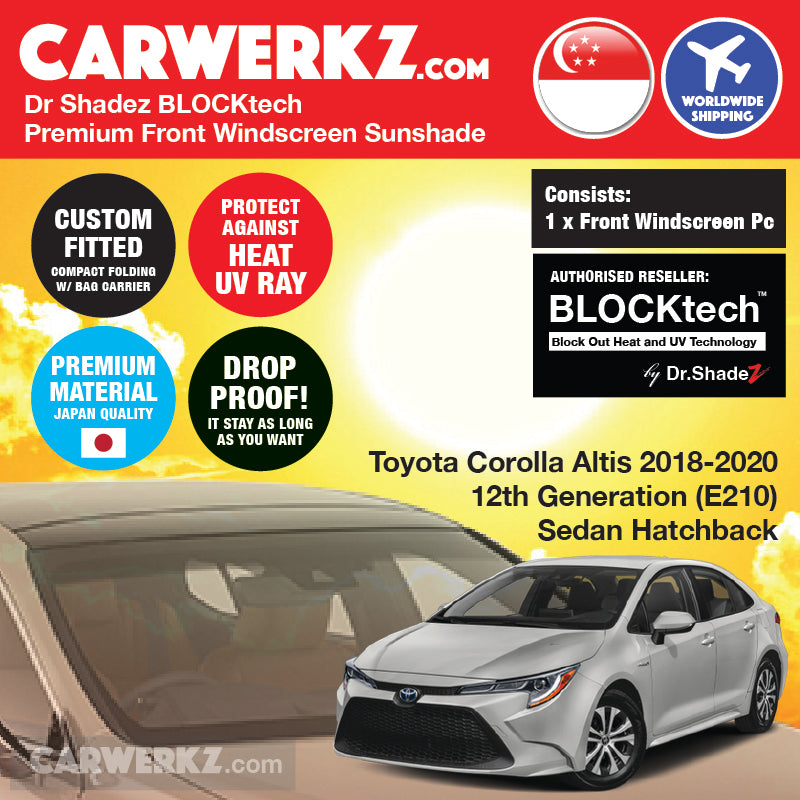 BLOCKtech Premium Front Windscreen Foldable Sunshade for Toyota Altis 2018-Current 12th Generation (E210)