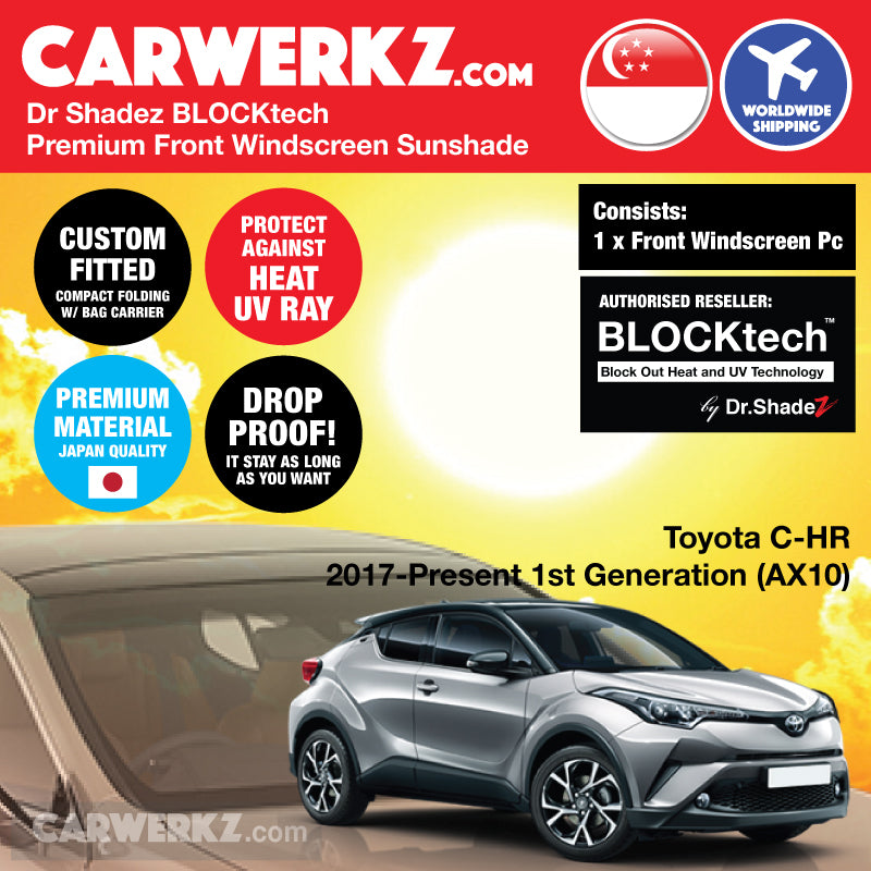 Dr Shadez BLOCKtech Premium Front Windscreen Foldable Sunshade for Toyota C-HR CHR 2017-Current 1st Generation (AX10) - carwerkz sg th au nz us jp