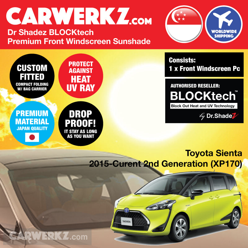Dr Shades BLOCKtech Premium Front Windscreen Foldable Sunshade for Toyota Sienta 2015-Current 2nd Generation (XP170) - carwerkz singapore japan malaysia