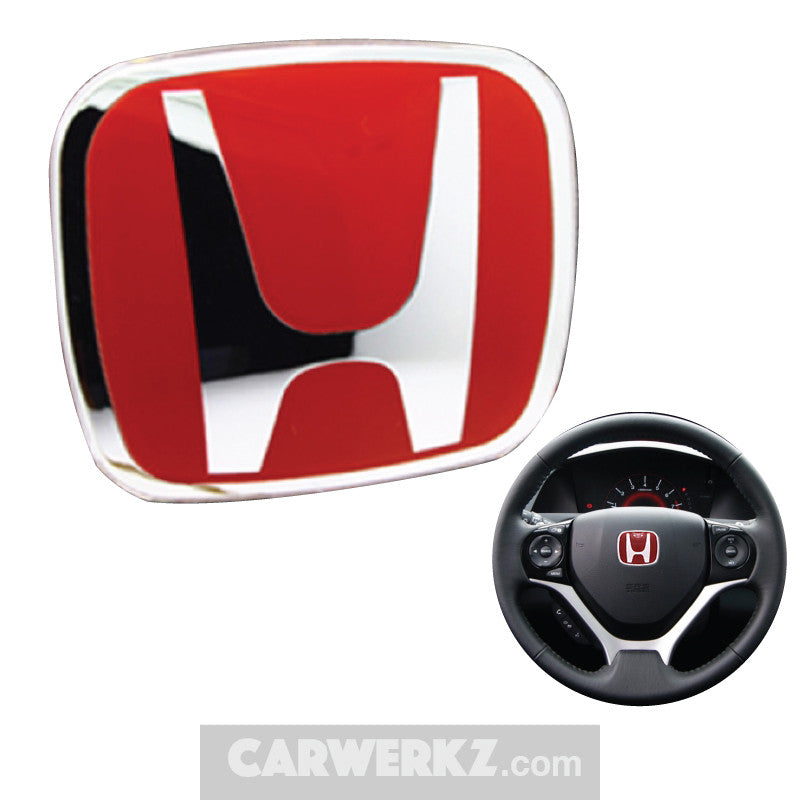 Honda Steering Wheel Emblem Logo Red - CarWerkz