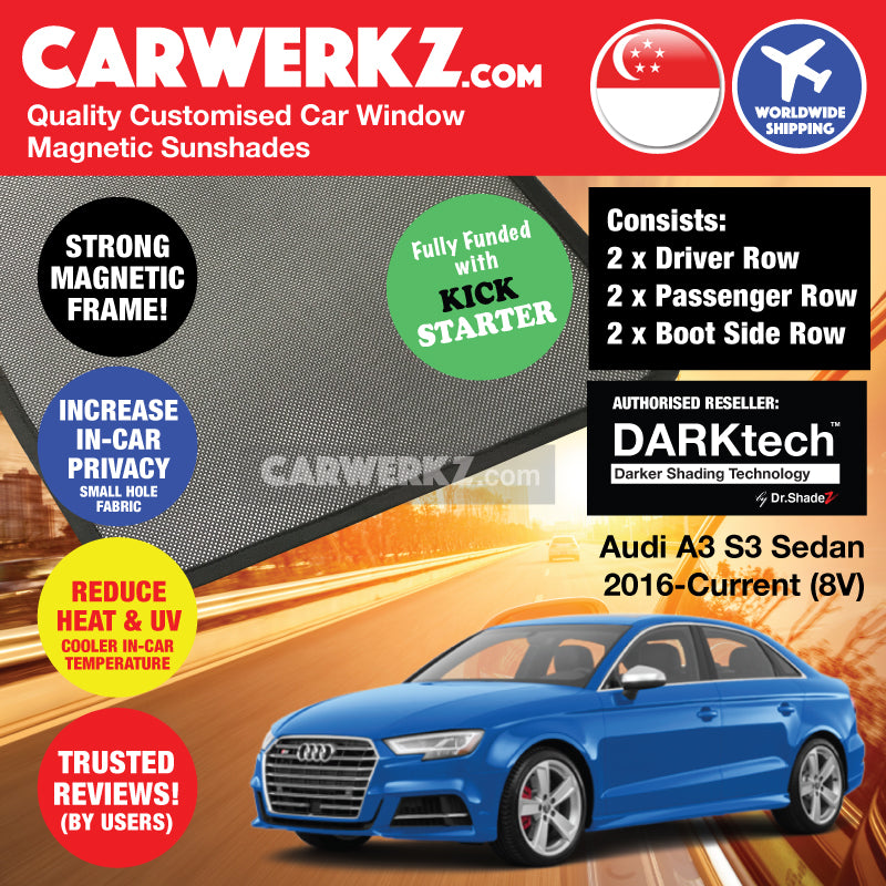 DARKtech Audi A3 S3 Sedan 2016-Current Customised Germany Car Window Magnetic Sunshades Side Windows