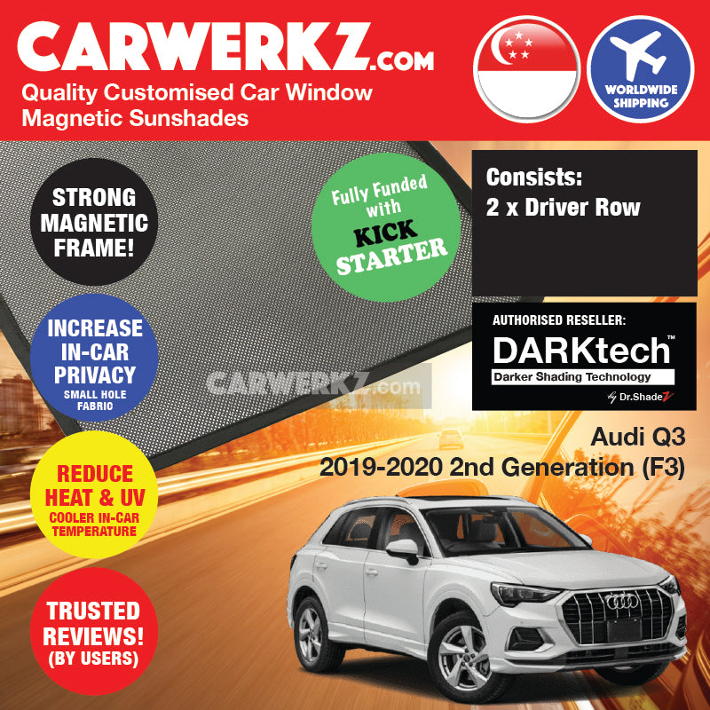 DARKtech Audi Q3 2018-Current 2nd Generation (F3) Germany Compact SUV Customised Magnetic Sunshades - carwerkz
