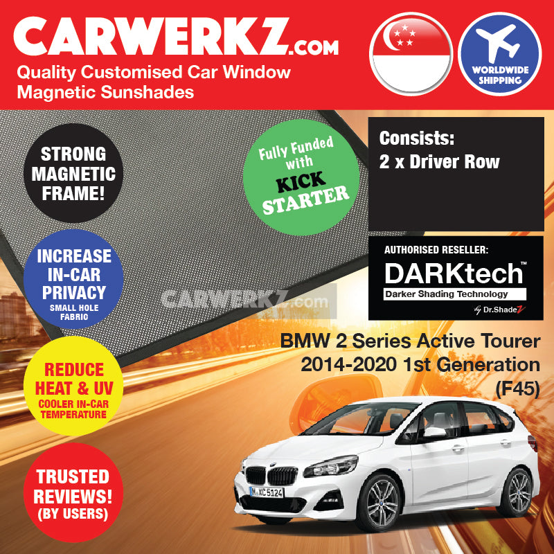 DARKtech BMW 2 Series Active Tourer 2014-2021 1st Generation (F45) Customised Germany Hatchback Car Window Magnetic Sunshades - carwerkz