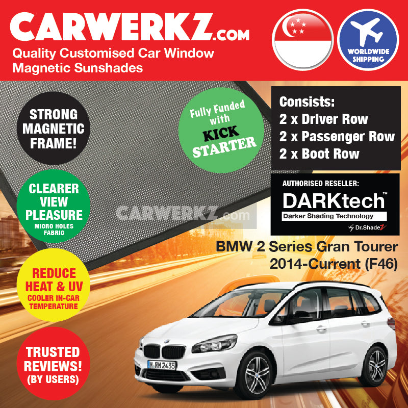 DARKtech BMW 2 Series Gran Tourer 2014-2021 1st Generation (F46) Customised Japan Car Window Magnetic Sunshades