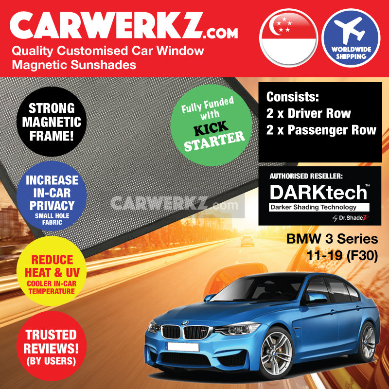 DARKtech BMW 3 series 2011-2019 6th Generation (F30) Customised Luxury Germany Sedan Car Window Magnetic Sunshades - carwerkz singapore australia