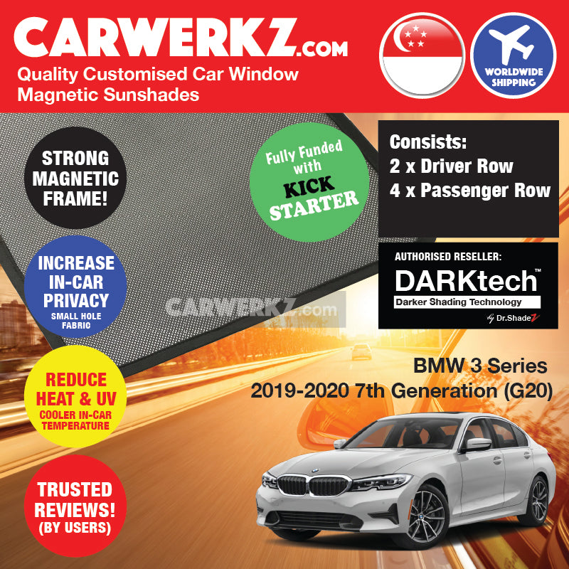 DARKtech BMW 3 series 2018-Current 7th Generation (G20) Customised Germany Luxury Sedan Car Window Magnetic Sunshades - carwerkz
