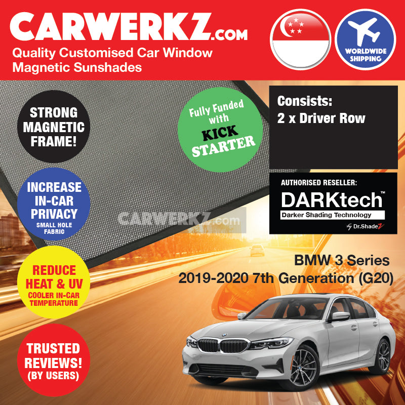 DARKtech BMW 3 series 2018-Current 7th Generation (G20) Customised Germany Luxury Sedan Car Window Magnetic Sunshades - carwerkz