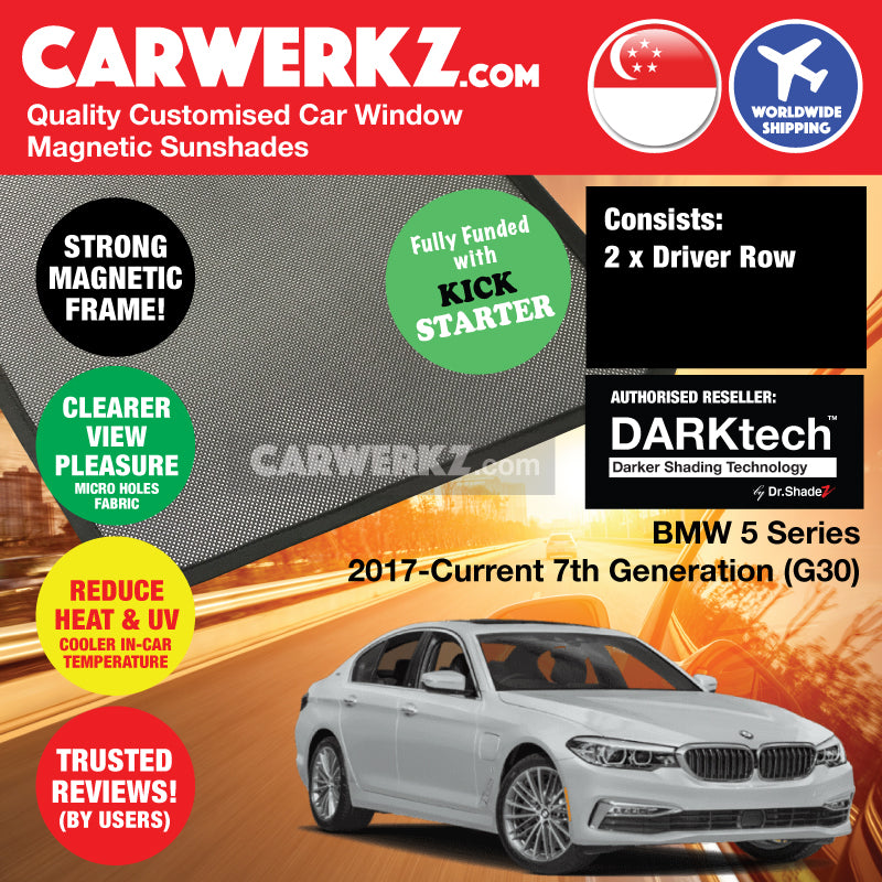 DARKtech BMW 5 Series 2017-Current 7th Generation (G30) Customised Luxury Germany Sedan Car Window Magnetic Sunshades - carwerkz singapore australia