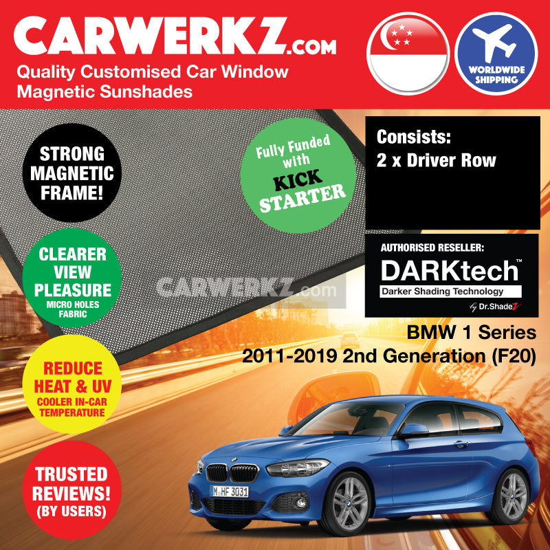 DARKtech BMW 1 Series 2011-2019 2nd Generation (F20) Customised Luxury German Hatchback Car Window Magnetic Sunshades - carwerkz