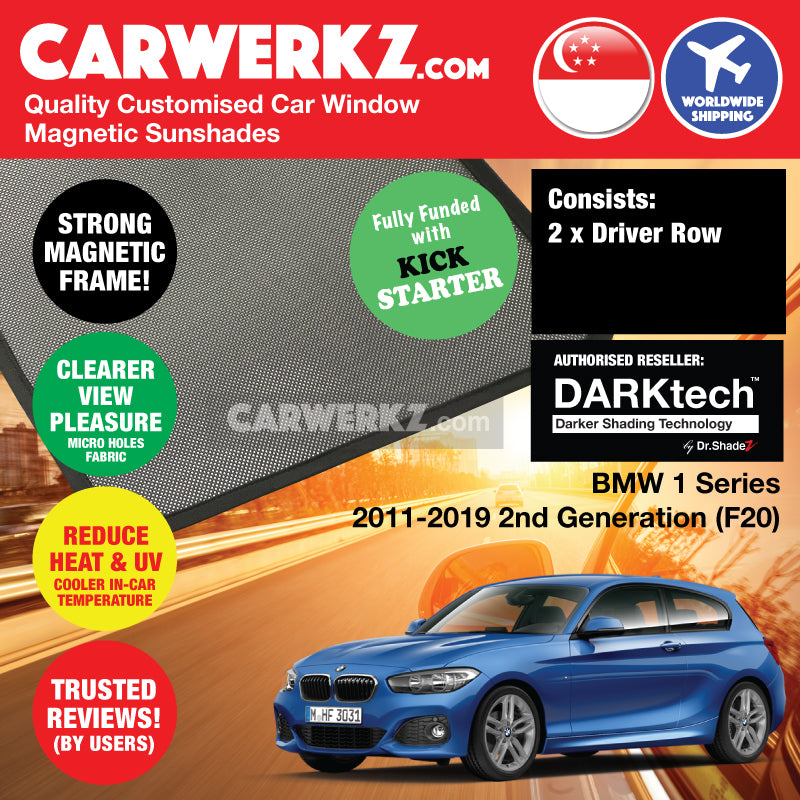 DARKtech BMW 1 Series 2011-2019 2nd Generation (F20) Customised Luxury German Hatchback Car Window Magnetic Sunshades - CarWerkz