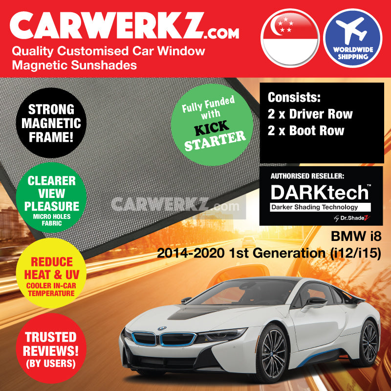DARKtech BMW i8 2014-2020 1st Generation (I12/I15) Germany Sport Car Customised Car Window Magnetic Sunshades - carwerkz singapore