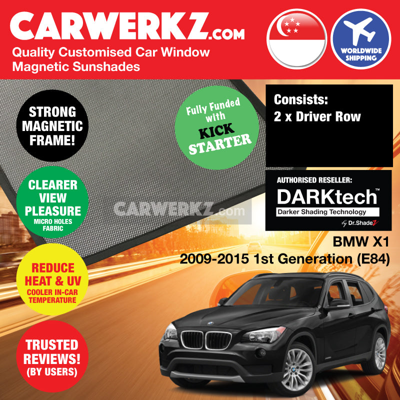 DARKtech BMW X1 2009-2015 1st Generation (E84) Customised Luxury Germany Compact SUV Car Window Magnetic Sunshades - CarWerkz