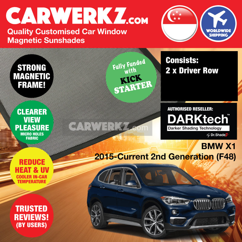 DARKtech BMW X1 2015-Current 2nd Generation (F48) Customised Luxury Germany Compact SUV Car Window Magnetic Sunshades - carwerkz singapore australia