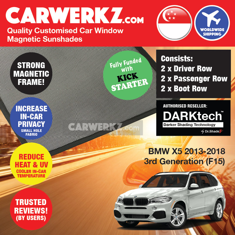 DARKtech BMW X5 2014-2019 3rd Generation (F15) Germany SUV Customised Magnetic Sunshades - carwerkz