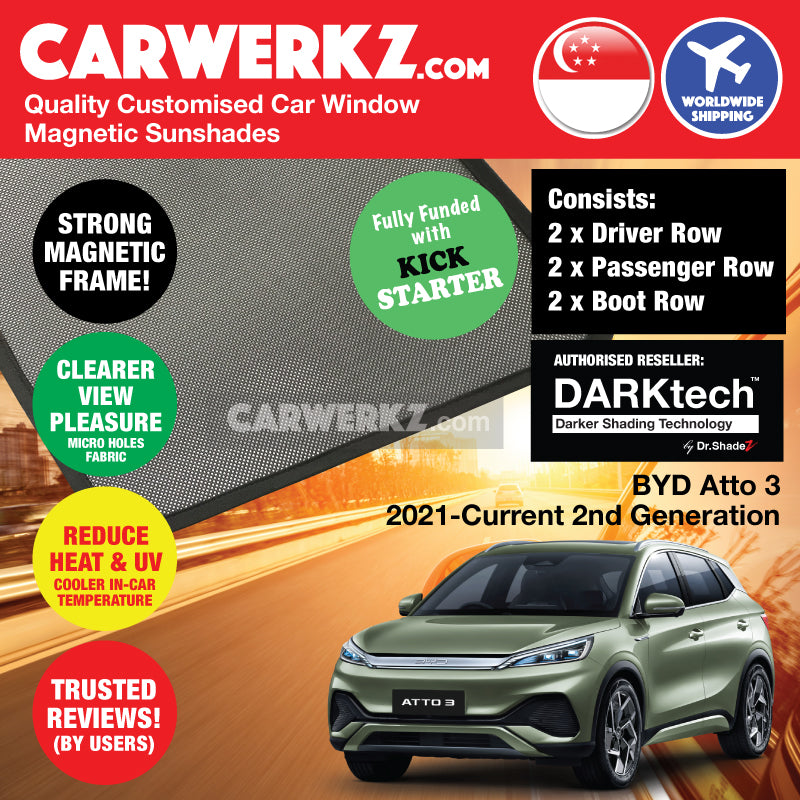 DARKtech BYD Atto 3 Yuan Plus 2021-Current 2nd Generation China SUV Customised Car Window Magnetic Sunshades - carwerkz sg