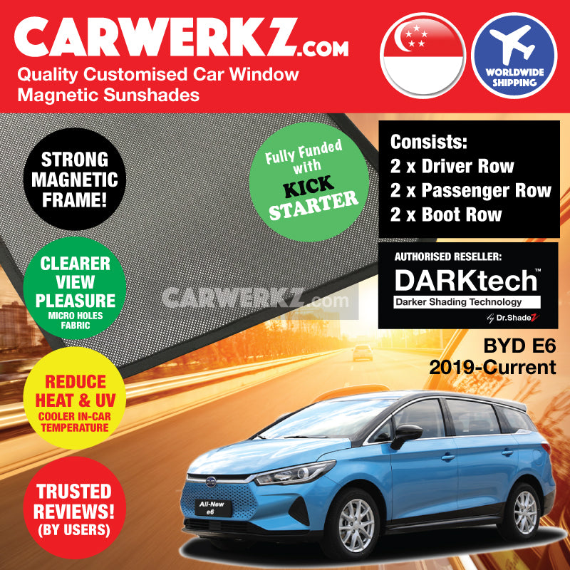 DARKtech BYD E6 2021-Current 2nd Generation China Stationwagon Customised Car Window Magnetic Sunshades - carwerkz singapore